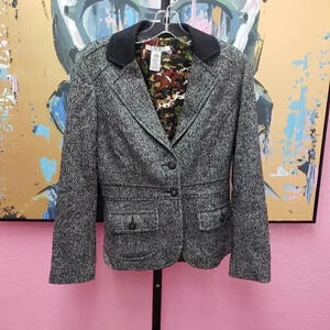 CAbi #629 Tweed Wool-Blend Fox Hunt Equestrian Jkt